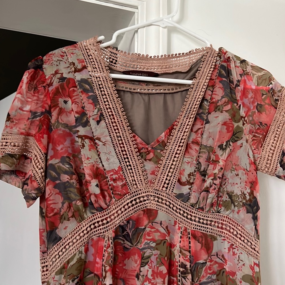 Anthropologie Ranna Gill rose bouquet dress